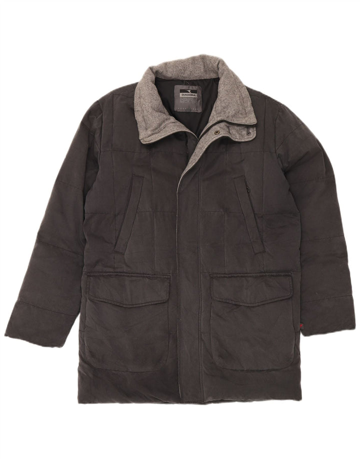 DIADORA Mens Padded Coat UK 38 Medium Grey Cotton
