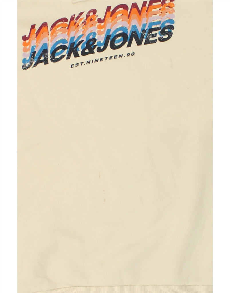 JACK & JONES Mens Graphic Hoodie Jumper Large White Cotton | Vintage Jack & Jones | Thrift | Second-Hand Jack & Jones | Used Clothing | Messina Hembry 