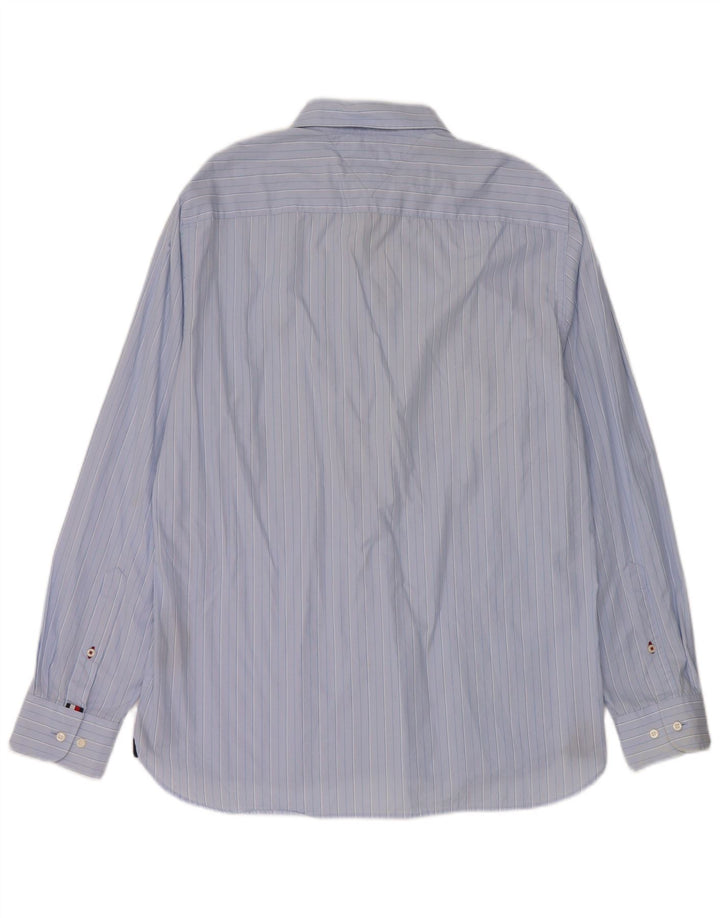 Tommy Hilfiger Mens Regular Fit Shirt Large Blue Pinstripe Cotton