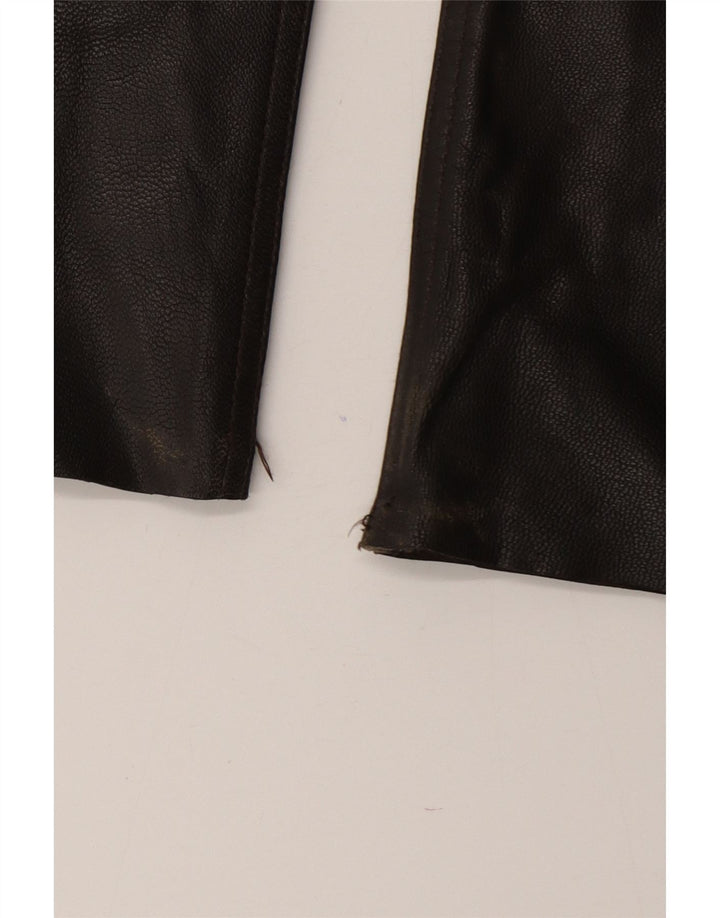 Vintage Womens Straight Leather Trousers W28 L29 Brown Leather