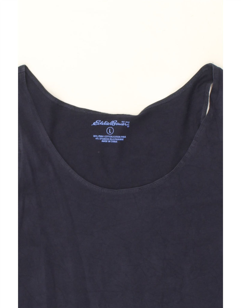 EDDIE BAUER Womens Vest Top UK 14 Large Navy Blue Cotton | Vintage Eddie Bauer | Thrift | Second-Hand Eddie Bauer | Used Clothing | Messina Hembry 