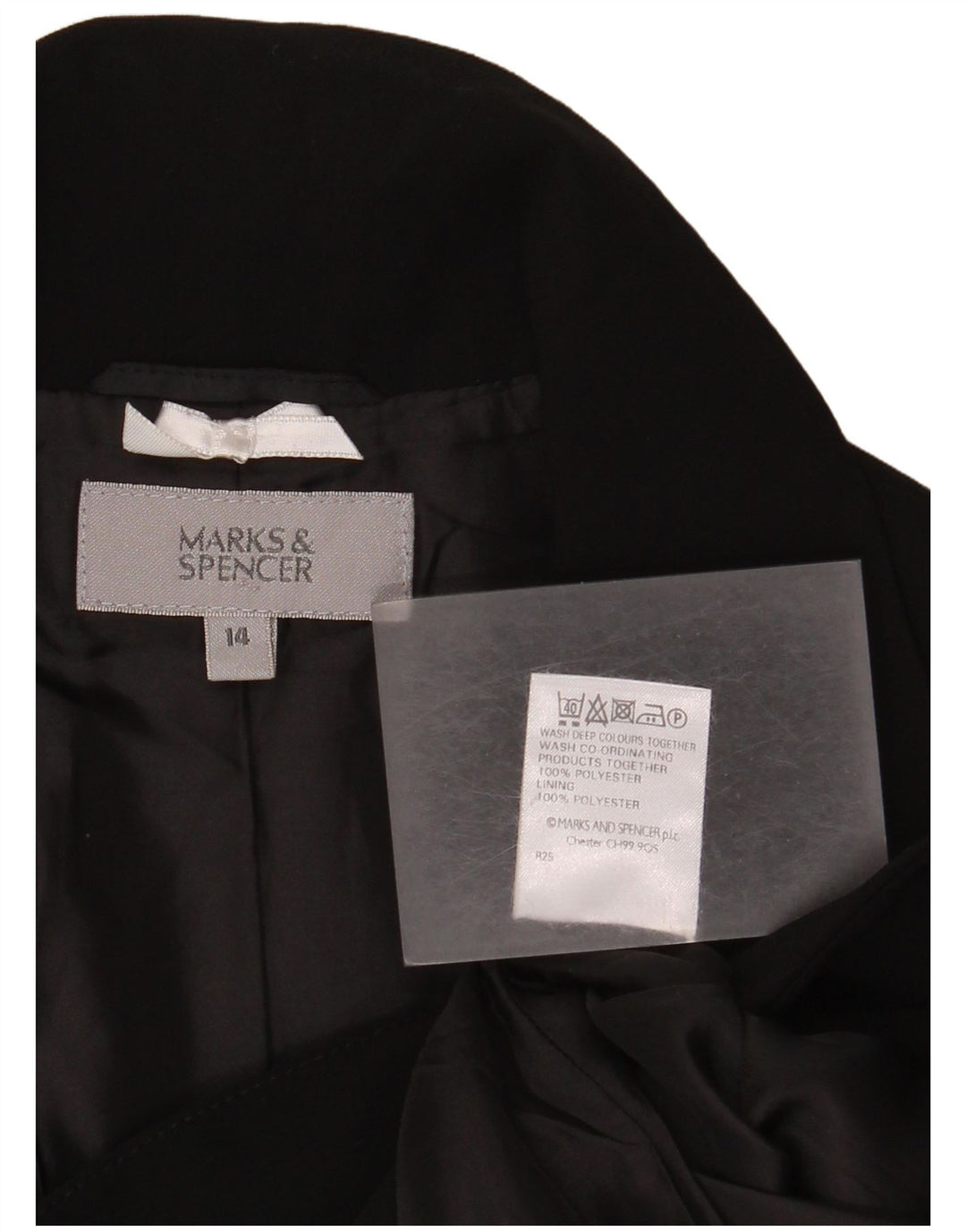Marks & Spencer Womens 2 Button Blazer Jacket UK 14 Medium  Black Polyester