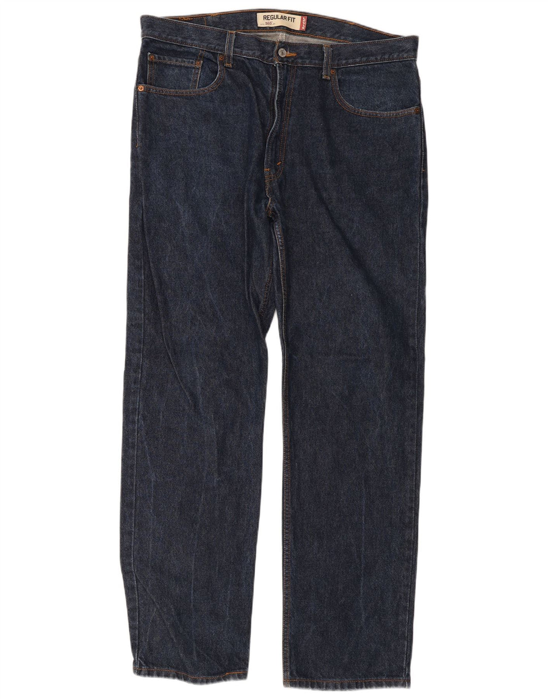 Levi's Mens 505 Regular Fit Straight Jeans W38 L34 Navy Blue Cotton