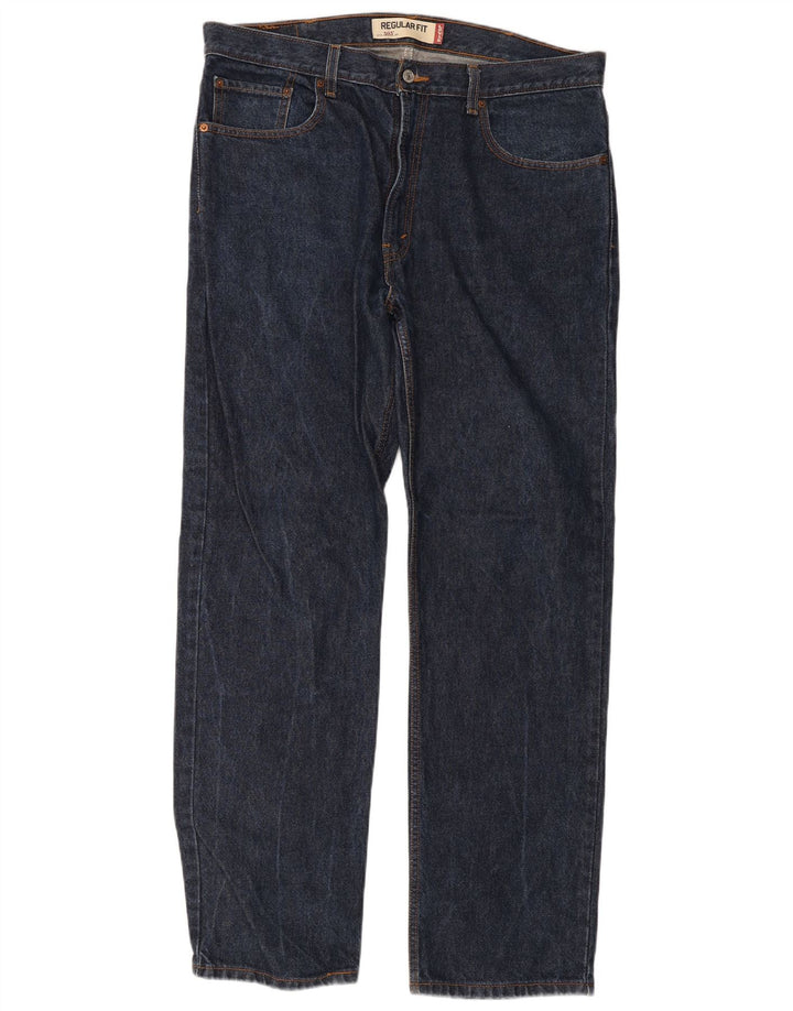 Levi's Mens 505 Regular Fit Straight Jeans W38 L34 Navy Blue Cotton