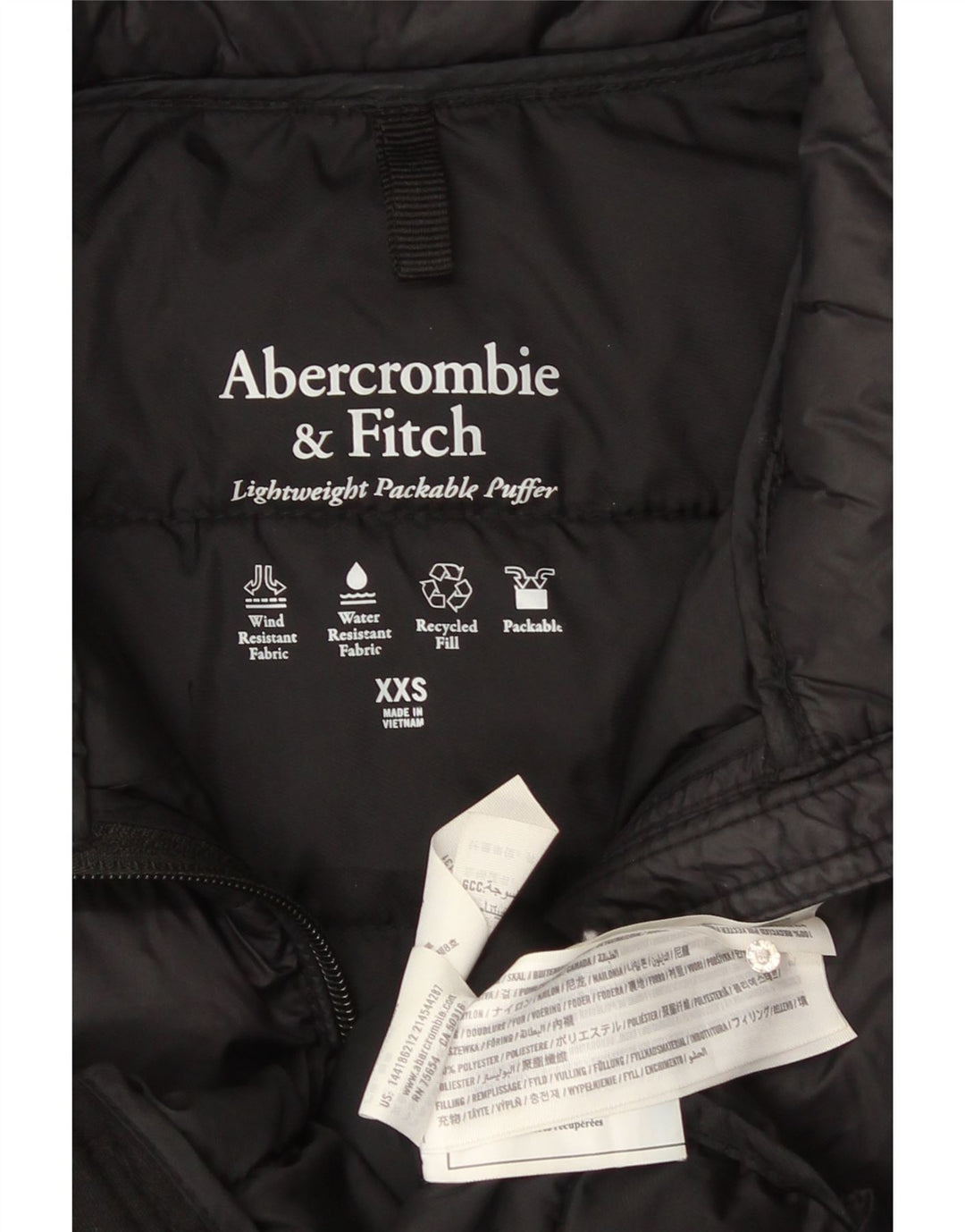 Abercrombie & Fitch Womens Padded Jacket UK 2 2XS Black Polyester