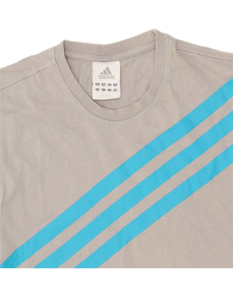 ADIDAS Womens T-Shirt Top UK 8 Small Grey Striped Cotton Vintage Adidas and Second-Hand Adidas from Messina Hembry 