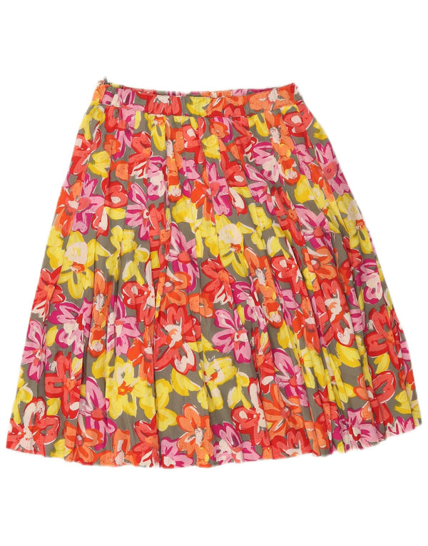 Vintage Womens Knife Pleated Skirt UK 14 Large W30 Multicoloured Floral