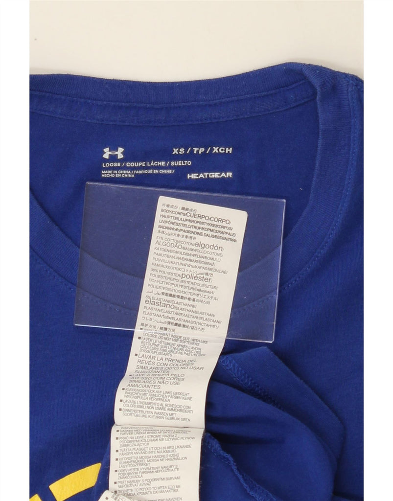 UNDER ARMOUR Mens Heat Gear Graphic T-Shirt Top XS Blue Cotton Vintage Under Armour and Second-Hand Under Armour from Messina Hembry 
