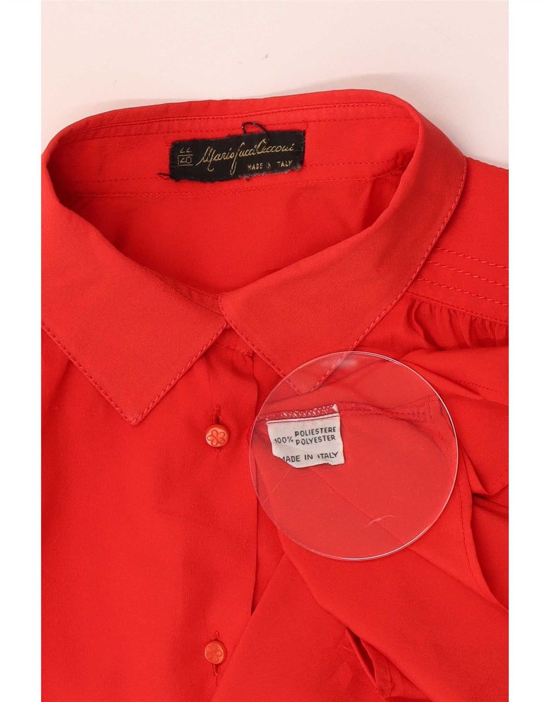 Mario Pucci Cecconi Womens Loose Fit Shirt Blouse IT 40 Small Red Polyester