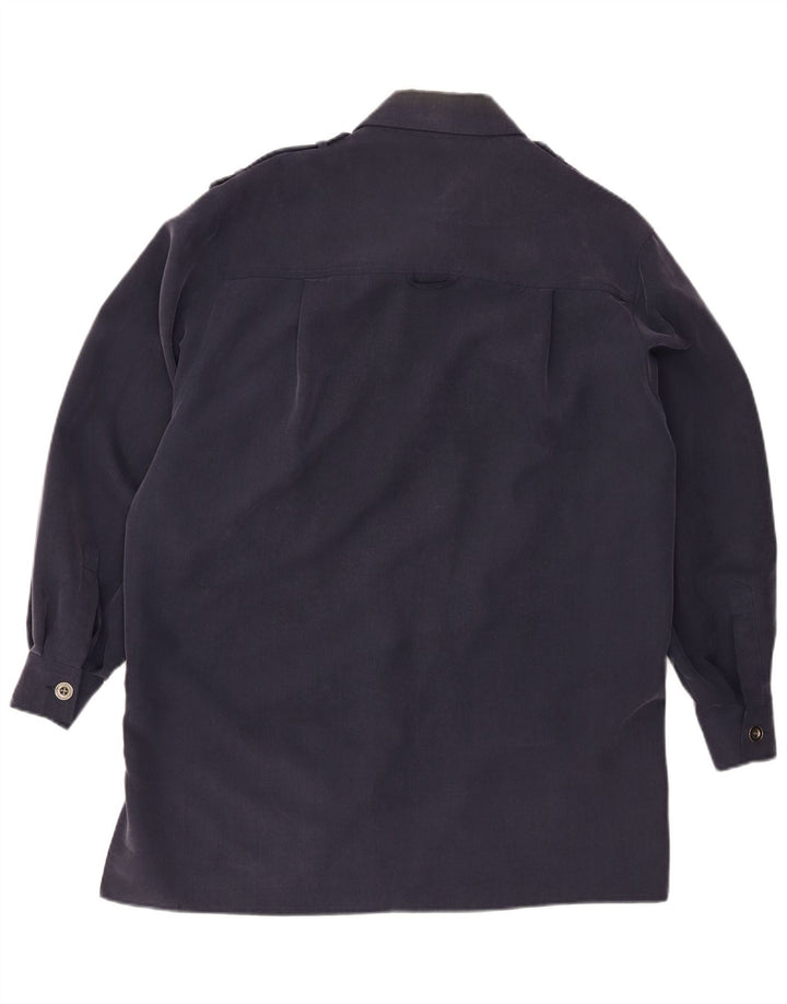 Jaeger Womens Overcoat UK 14 Medium Navy Blue Modal