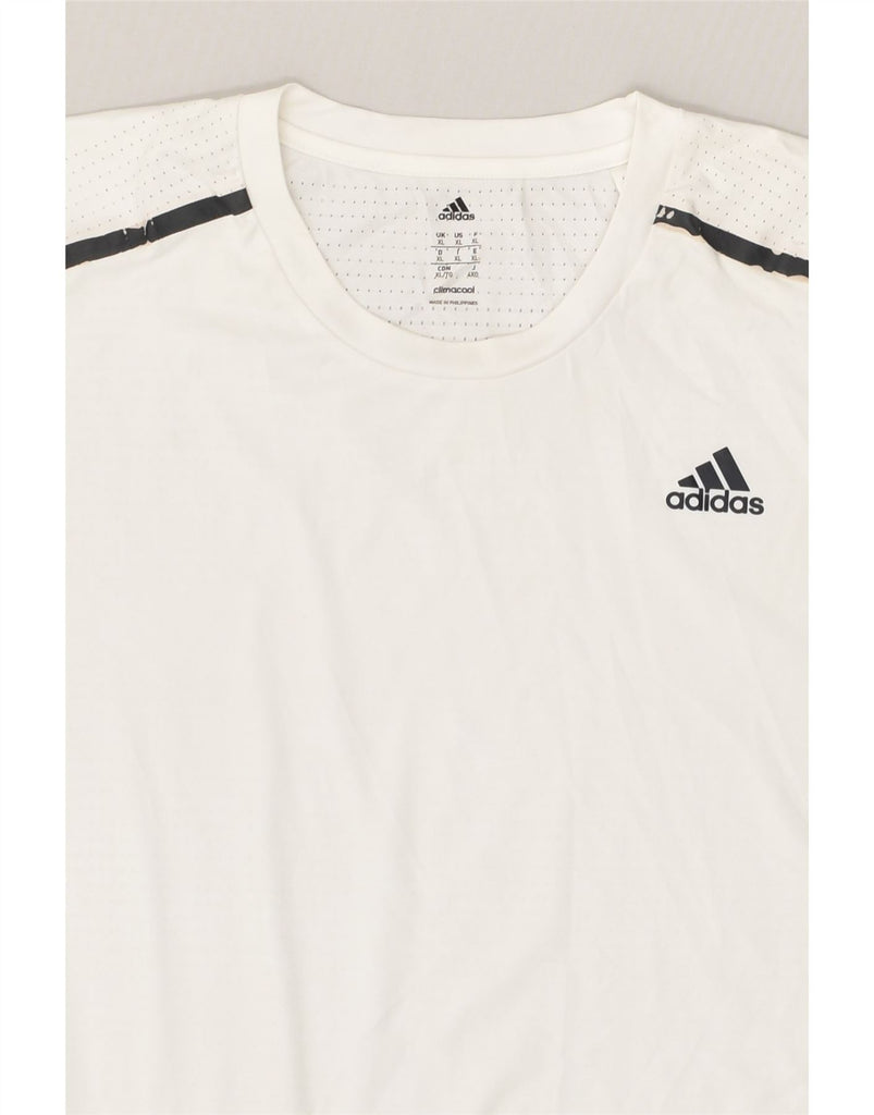 ADIDAS Mens T-Shirt Top XL White Polyester | Vintage Adidas | Thrift | Second-Hand Adidas | Used Clothing | Messina Hembry 