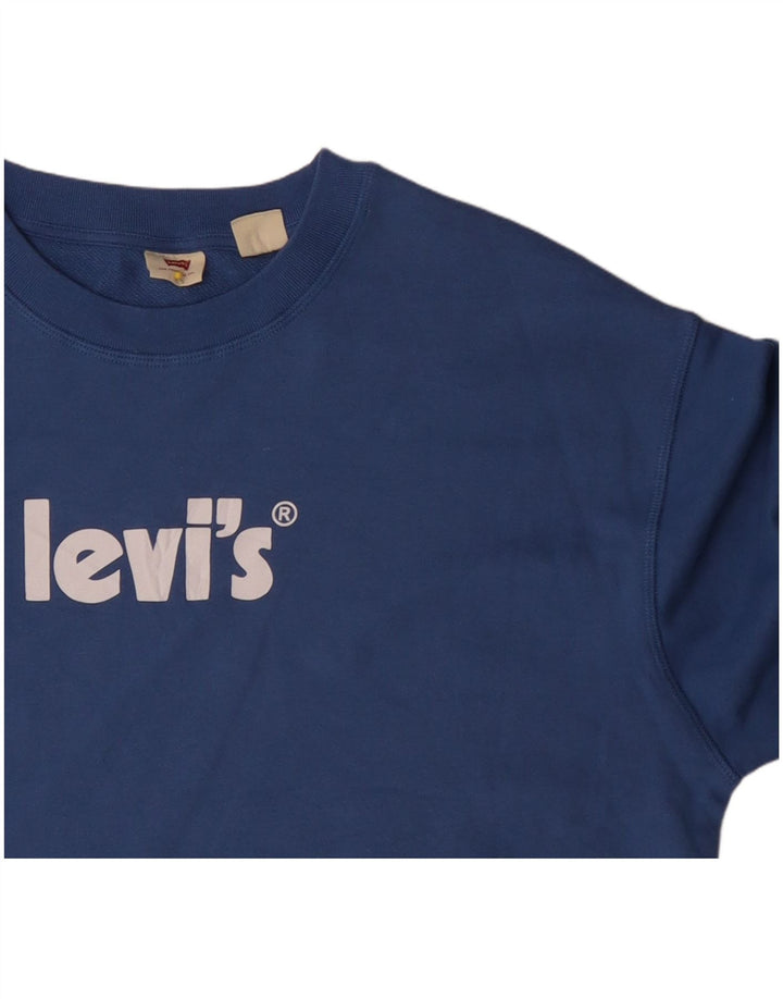 Levi's Womens Graphic Sweatshirt Jumper UK 16 Large Blue Cotton