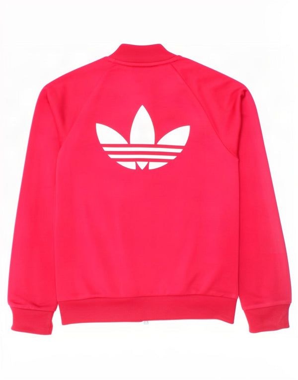 Adidas Girls Graphic Tracksuit Top Jacket 7-8 Years Pink Colourblock