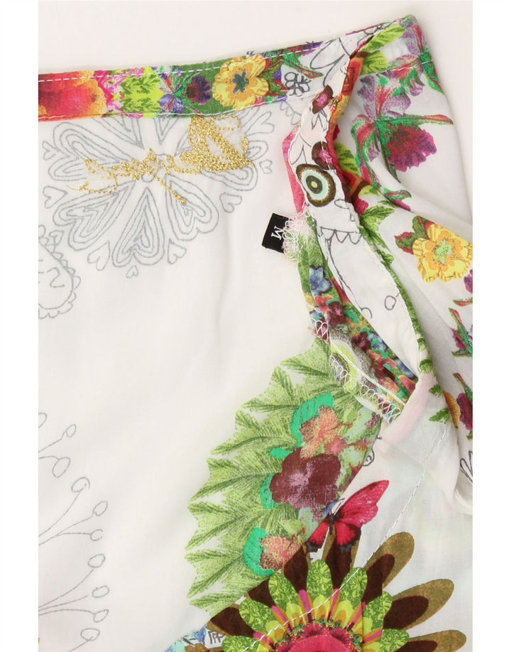 Desigual Womens 3/4 Sleeve Tunic Top UK 12 Medium White Floral