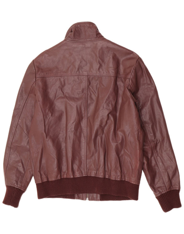 Selected Mens Leather Jacket UK 40 Large Maroon Leather