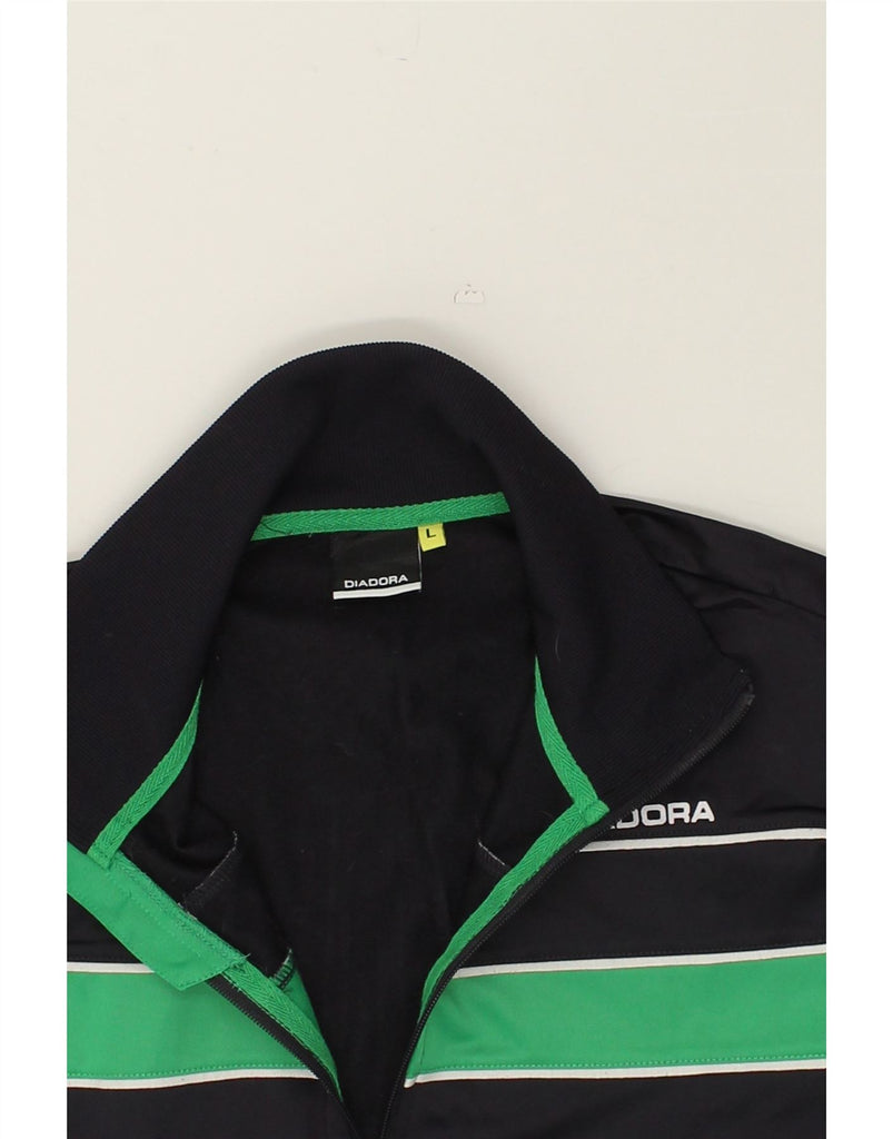 DIADORA Mens Tracksuit Top Jacket Large Black Polyester | Vintage Diadora | Thrift | Second-Hand Diadora | Used Clothing | Messina Hembry 