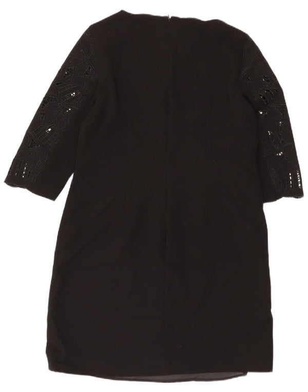 Hobbs Womens 3/4 Sleeve Sheath Dress UK 14 Large Black Floral Polyester