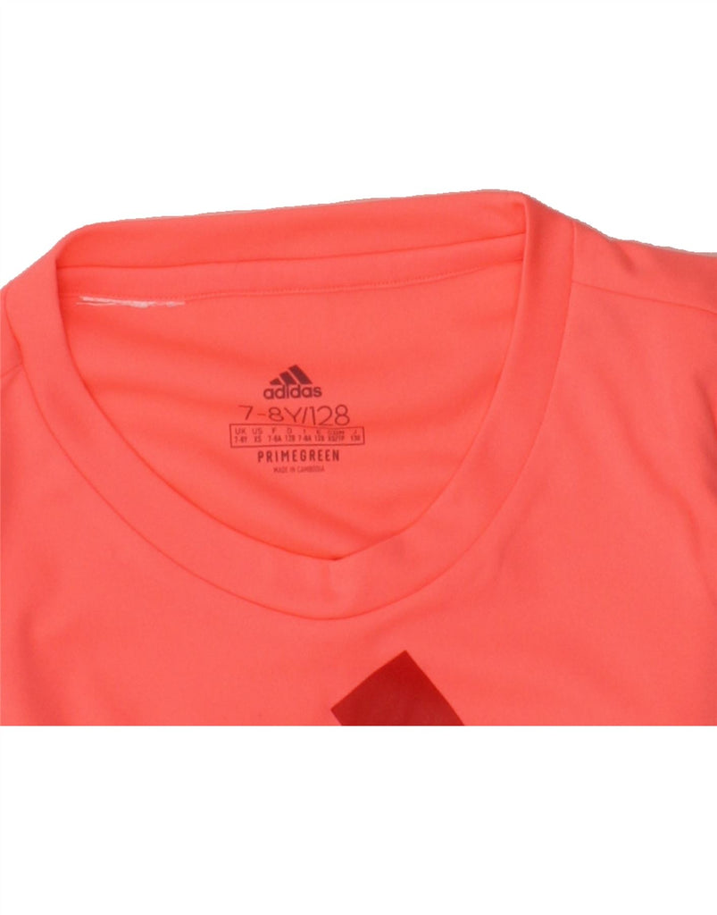 ADIDAS Boys Aeroready Graphic T-Shirt Top 7-8 Years Pink Polyester Vintage Adidas and Second-Hand Adidas from Messina Hembry 