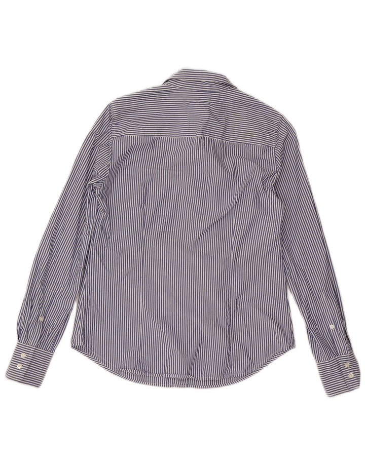 J. Crew Womens Perfect Fit Shirt US 6 Medium Blue Pinstripe Cotton