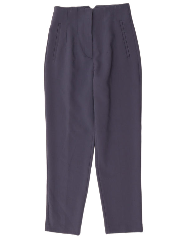 Zara Womens High Waist Tapered Suit Trousers Small W26 L27 Navy Blue