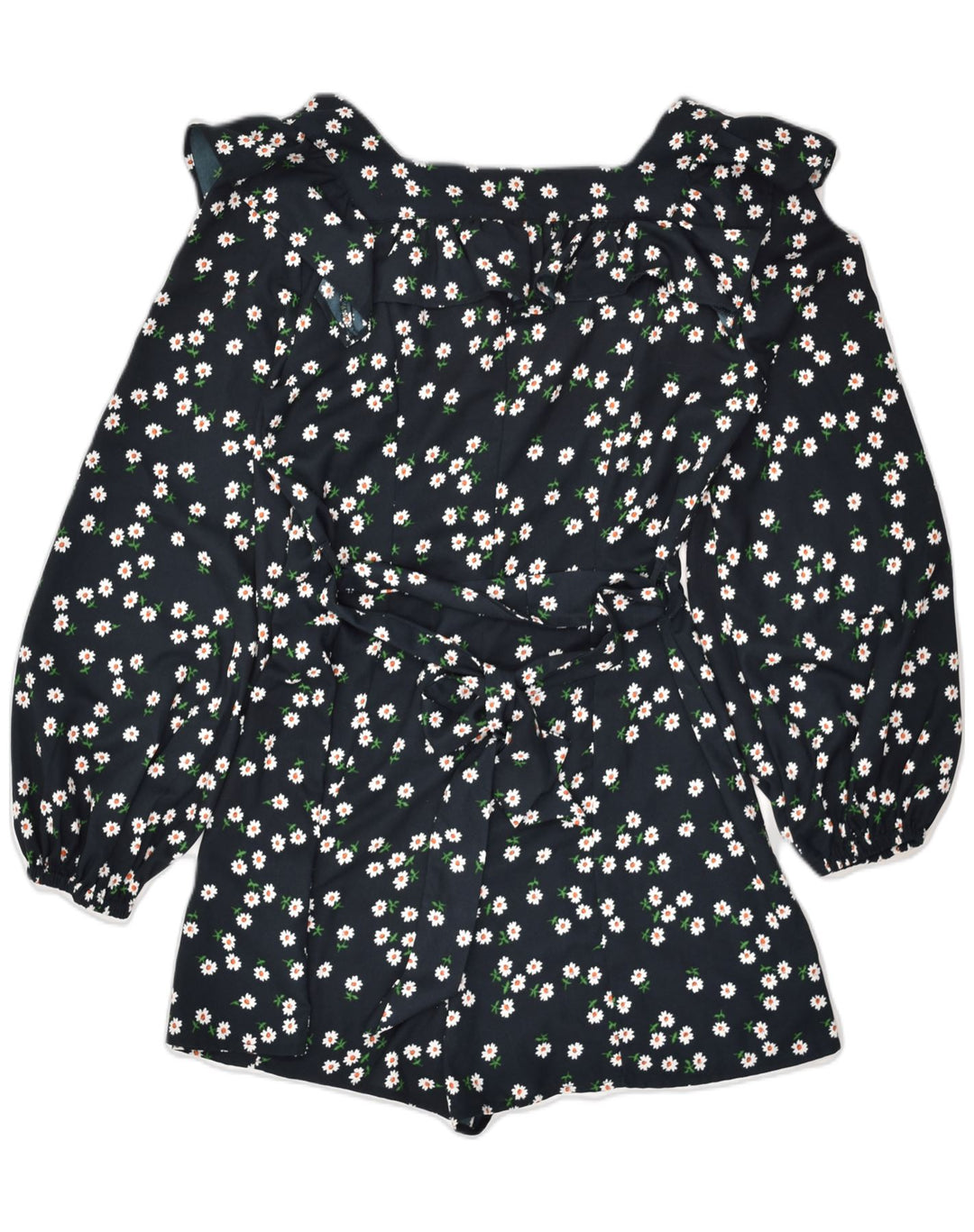 TOPSHOP Womens Playsuit UK 8 Small Black Floral Polyester | Vintage Topshop | Thrift | Second-Hand Topshop | Used Clothing | Messina Hembry 