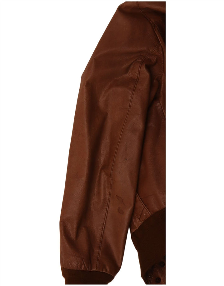 VINTAGE Mens Crop Bomber Jacket UK 36 Small Brown Colourblock