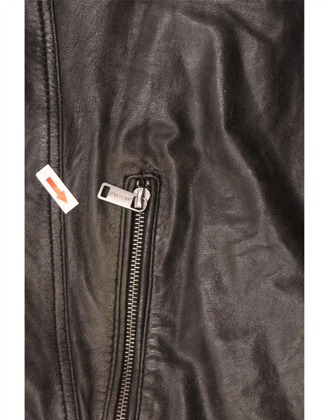Mustang Mens Leather Racer Jacket UK 44 2XL Black Leather