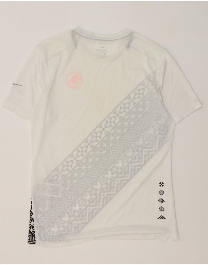 Nike Mens Dri Fit T-Shirt Top Small White Geometric Polyester
