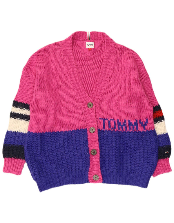 Tommy Hilfiger Womens Graphic Cardigan Sweater UK 14 Medium Pink