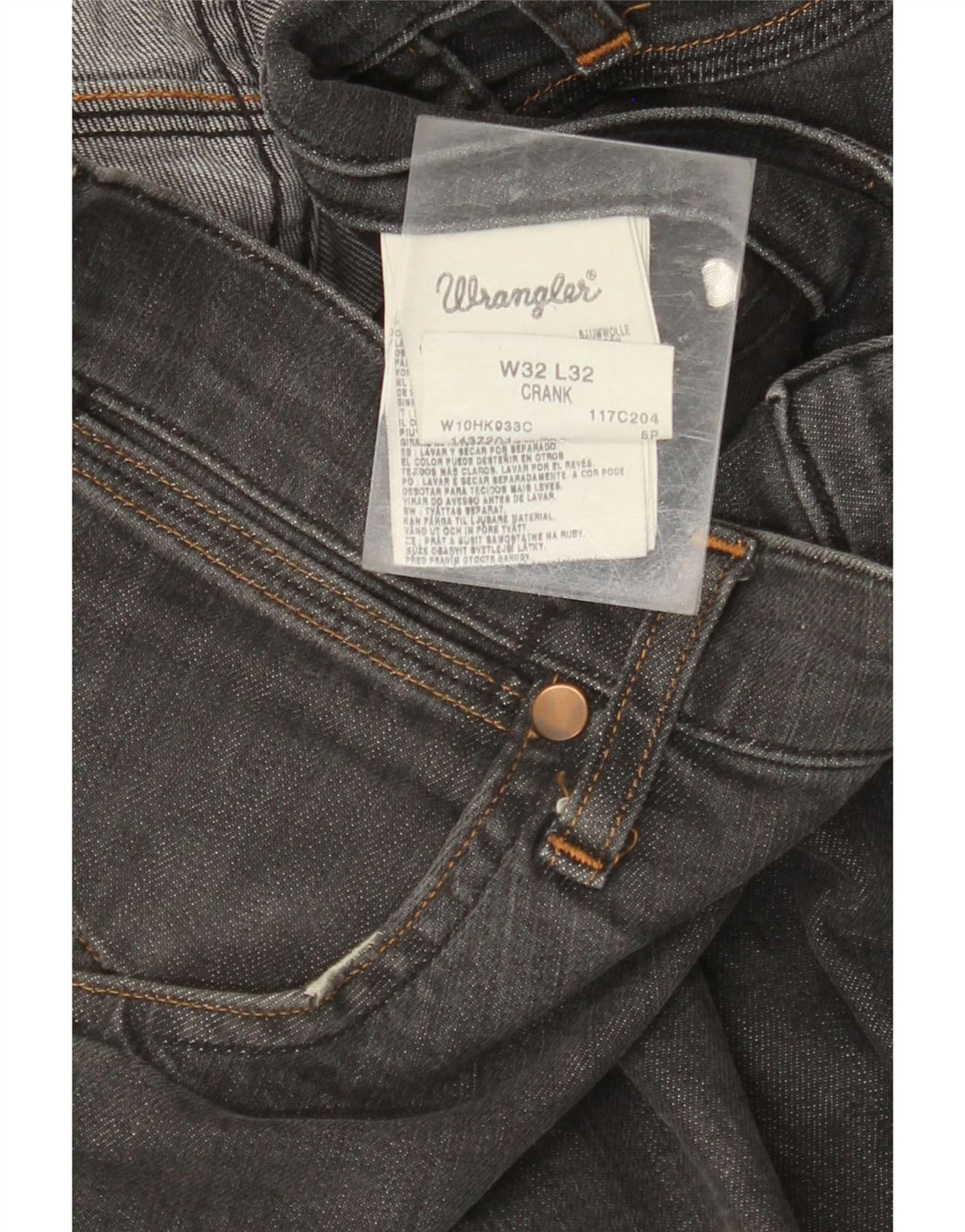 WRANGLER Mens Crank Straight Jeans W32 L32 Grey Cotton