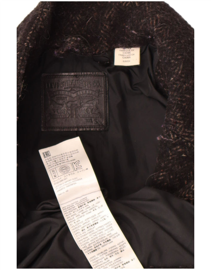 Levi's Womens Oversized Overcoat UK 10 Small Black Herringbone Polyester