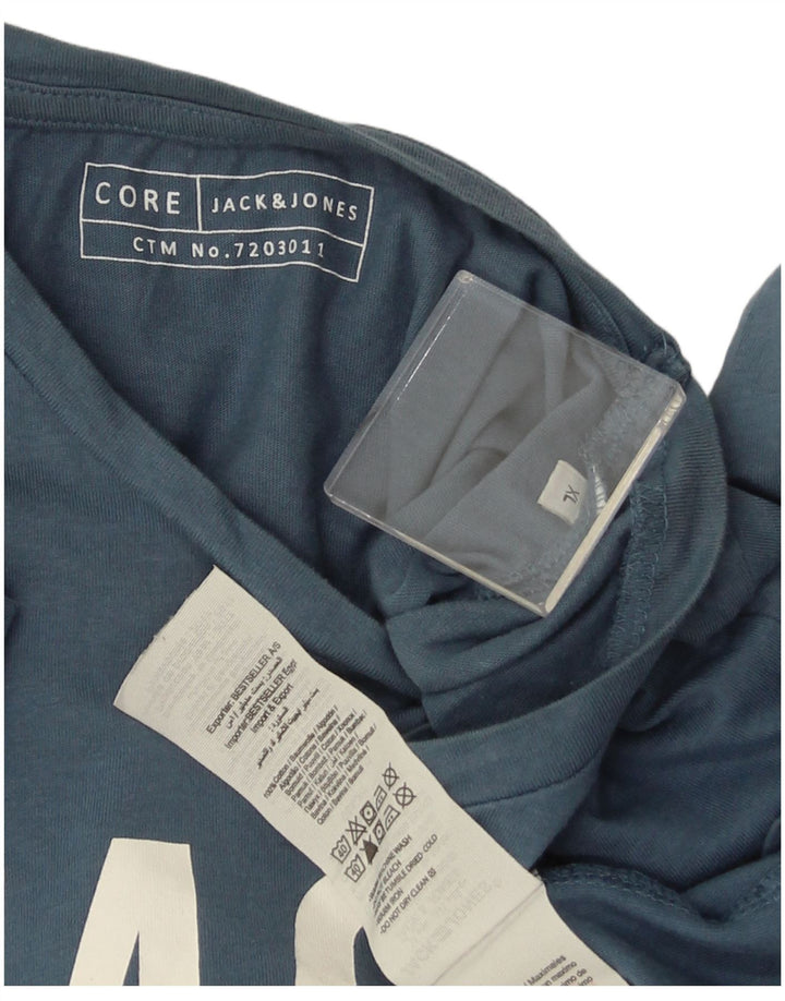 JACK & JONES Mens Graphic T-Shirt Top XL Blue Cotton