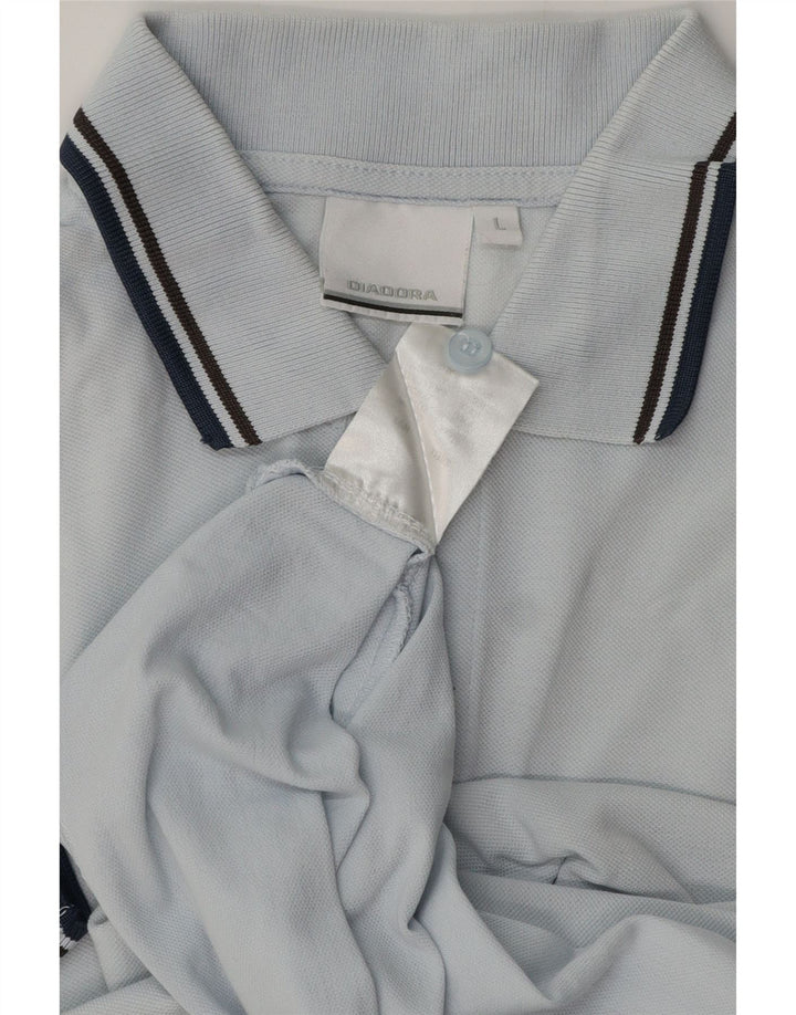 Diadora Mens Polo Shirt Large Blue Cotton