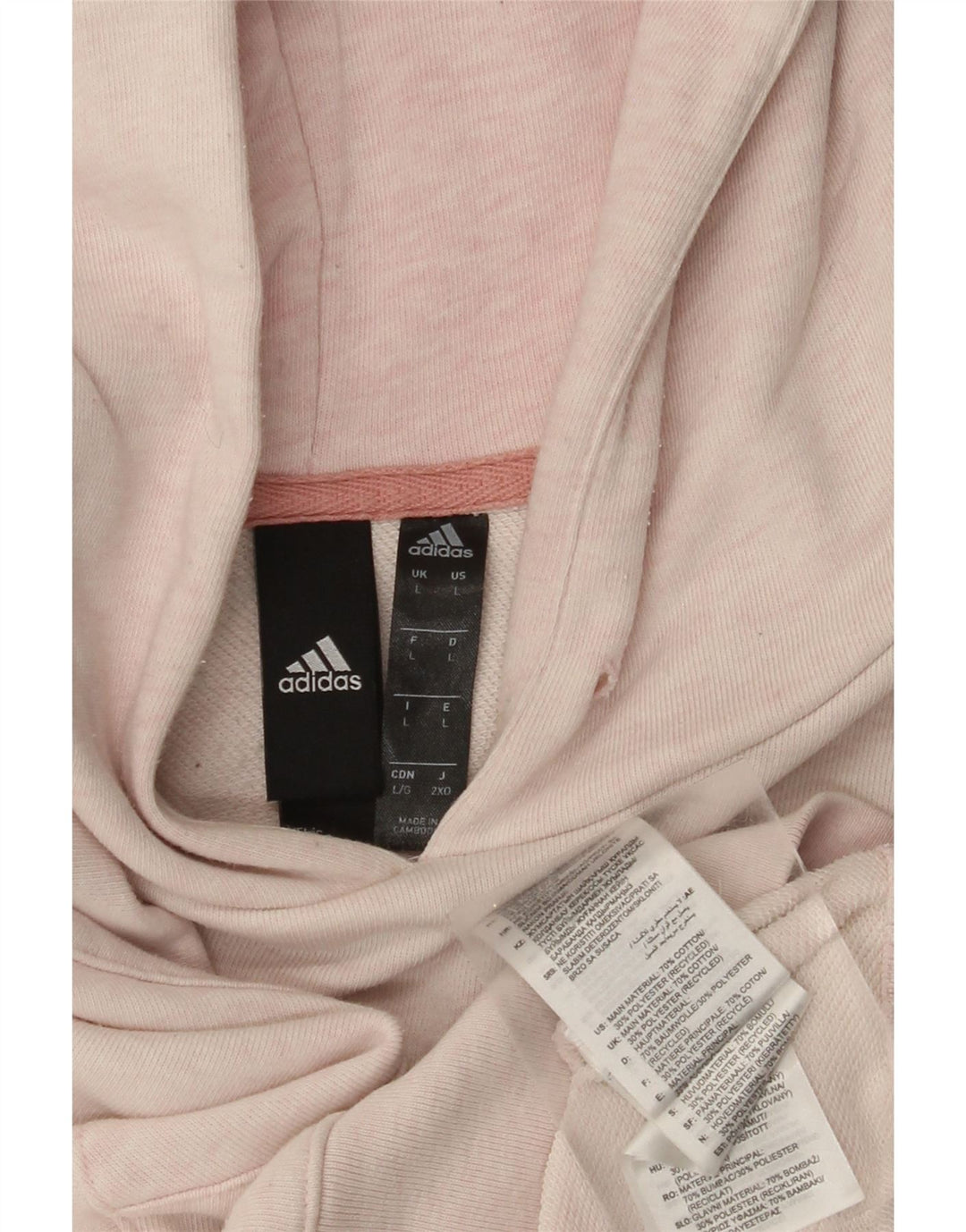 ADIDAS Mens Hoodie Jumper Large Pink Cotton