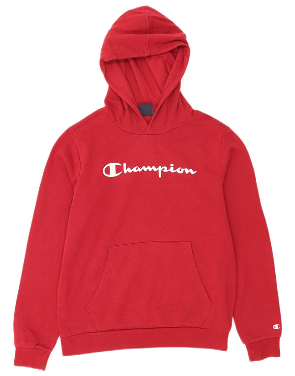 Champion Boys Graphic Hoodie Jumper 15-16 Years 2XL Burgundy Cotton
