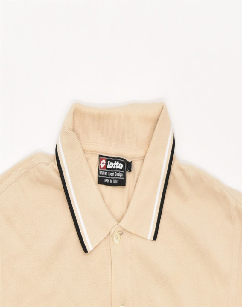 LOTTO Mens Polo Shirt Large Beige Cotton | Vintage | Thrift | Second-Hand | Used Clothing | Messina Hembry 