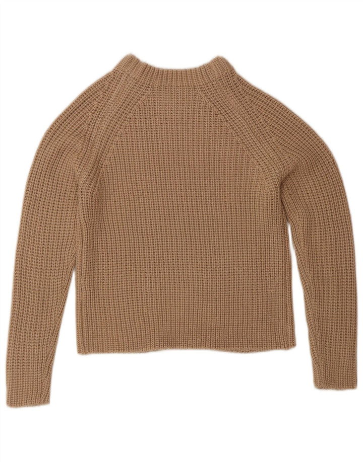 Zara Womens Crop Crew Neck Jumper Sweater UK 8 Small Beige