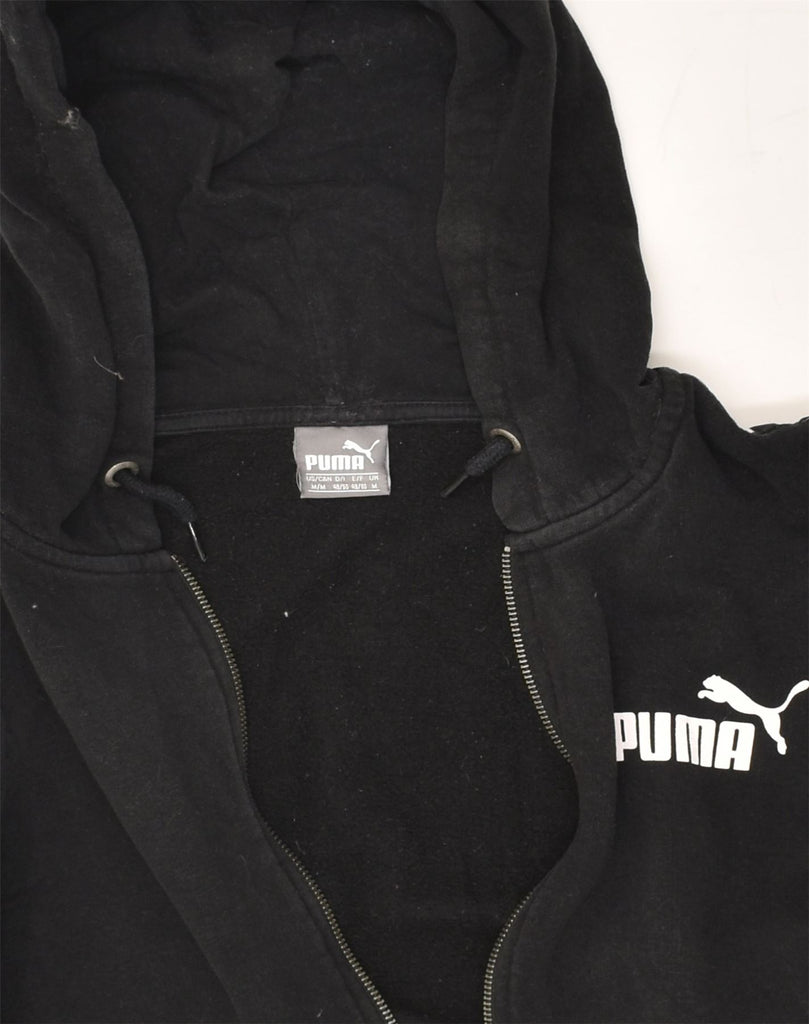 PUMA Mens Graphic Zip Hoodie Sweater Medium Black Cotton | Vintage Puma | Thrift | Second-Hand Puma | Used Clothing | Messina Hembry 