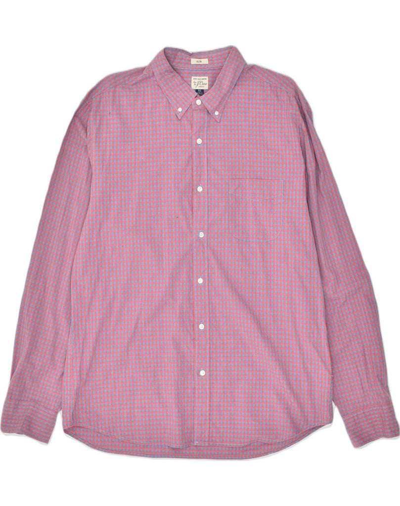 J. CREW Mens Slim Shirt XL Pink Check Cotton | Vintage J. Crew | Thrift | Second-Hand J. Crew | Used Clothing | Messina Hembry 