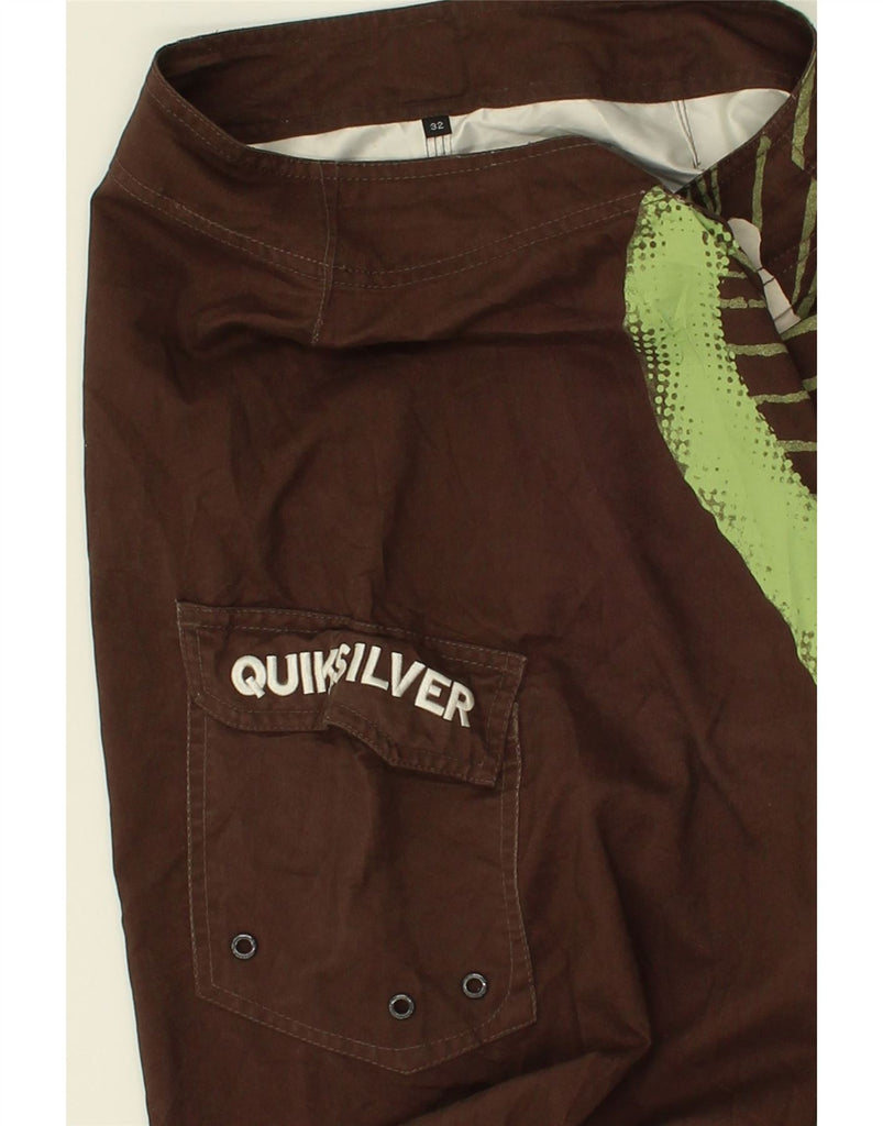 QUIKSILVER Mens Graphic Swimming Shorts Medium Brown Polyester | Vintage Quiksilver | Thrift | Second-Hand Quiksilver | Used Clothing | Messina Hembry 