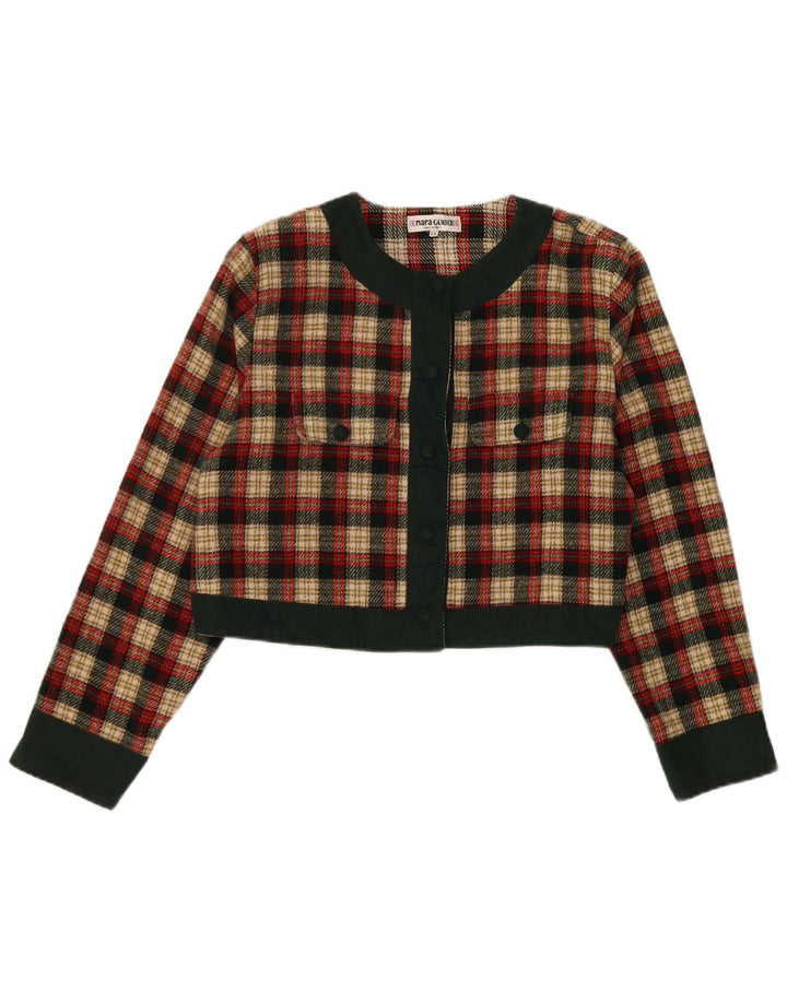 Enara Camice Womens 5 Button Crop Blazer Jacket UK 14 Medium Red Check