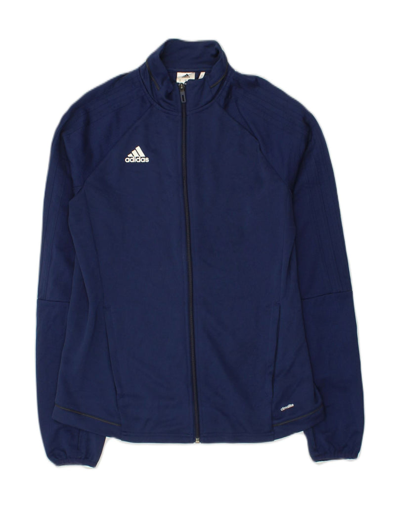 ADIDAS Womens Climalite Tracksuit Top Jacket UK 12/14 Medium Navy Blue | Vintage Adidas | Thrift | Second-Hand Adidas | Used Clothing | Messina Hembry 