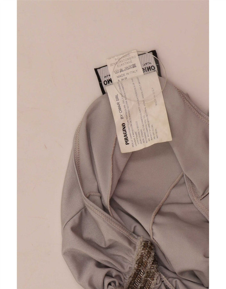 Vintage Womens One Shoulder Dress UK 12 Medium Silver Polyamide