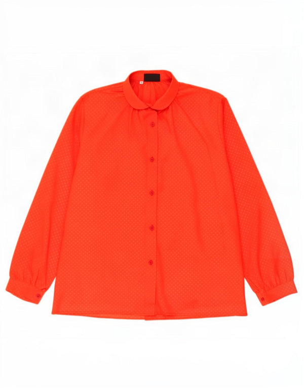 Vintage Womens Oversized Shirt Blouse US 4 Small Orange Geometric Polyester