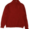 John Lewis Mens Zip Neck Jumper Sweater XL Red Lambswool
