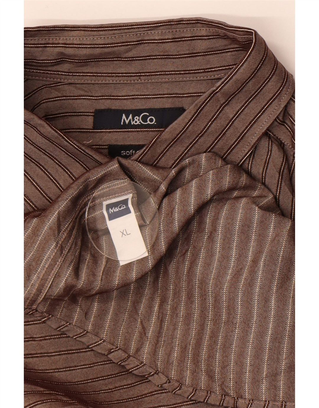 M&Co Mens Shirt XL Brown Striped Viscose