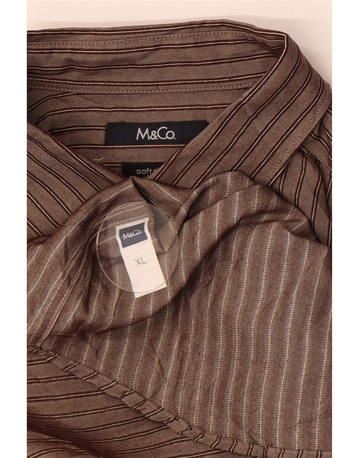 M&Co Mens Shirt XL Brown Striped Viscose