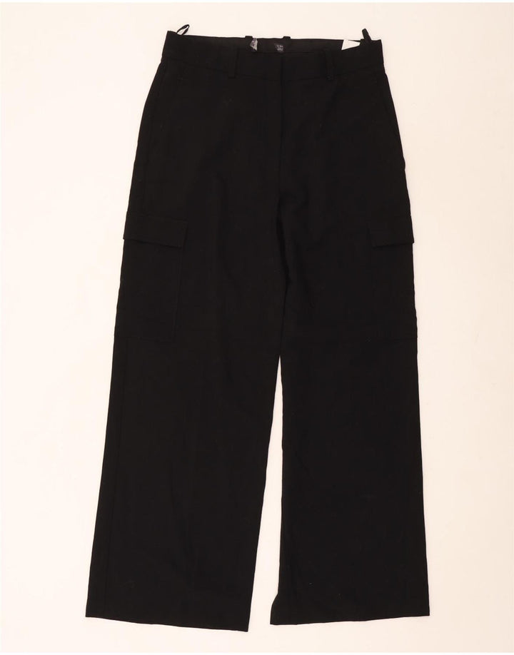 Marks & Spencer Womens Straight Cargo Trousers UK 12 Medium W30 L30 Black