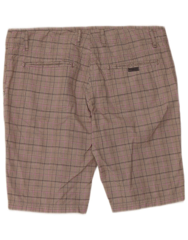 Brugi Womens Chino Shorts UK 14 Large W36 Grey Check Cotton