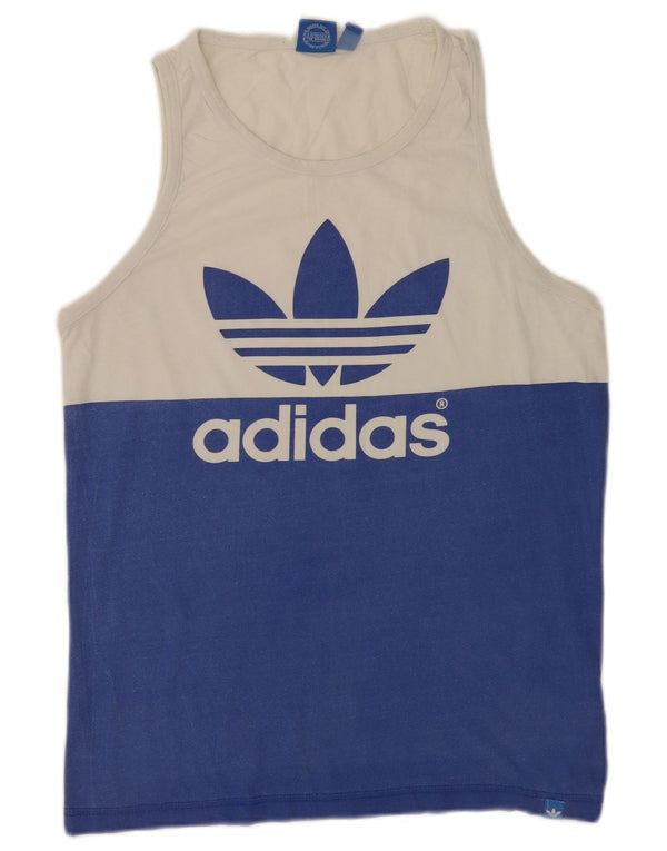 Adidas Mens Graphic Vest Top Medium White Colourblock Cotton